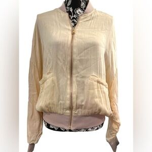 Silence + Noise Pink Cream Bomber Jacket Women’s Size S